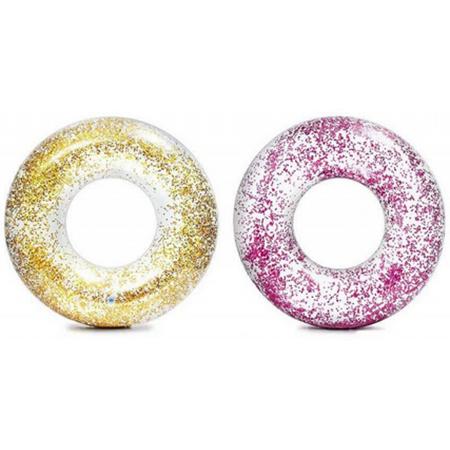 Intex Transparent Glitter zwemband - roze en goud - 119 centimeter