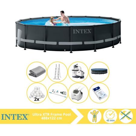 Intex Ultra XTR Frame Zwembad - Opzetzwembad - 488x122 cm - Inclusief Filterbollen, Stofzuiger, Zoutsysteem en Zout