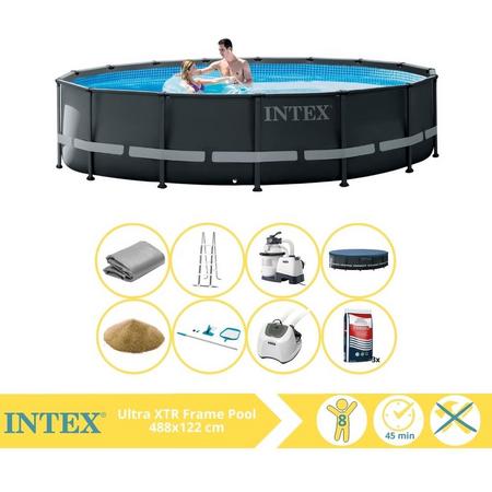 Intex Ultra XTR Frame Zwembad - Opzetzwembad - 488x122 cm - Inclusief Filterzand, Onderhoudsset, Zoutsysteem en Zout