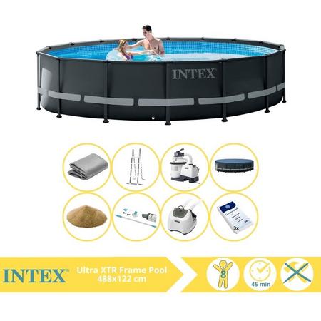 Intex Ultra XTR Frame Zwembad - Opzetzwembad - 488x122 cm - Inclusief Filterzand, Stofzuiger, Zoutsysteem en Zout