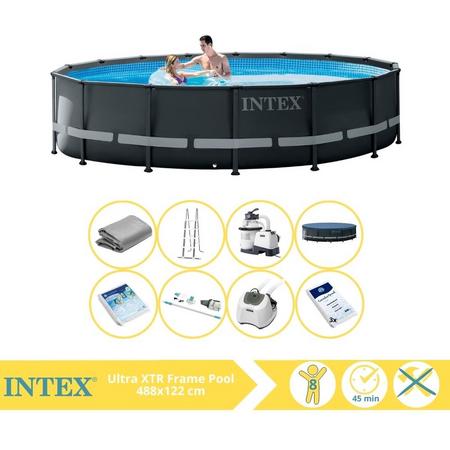 Intex Ultra XTR Frame Zwembad - Opzetzwembad - 488x122 cm - Inclusief Glasparels, Stofzuiger, Zoutsysteem en Zout