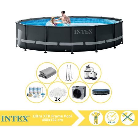 Intex Ultra XTR Frame Zwembad - Opzetzwembad - 488x122 cm - Inclusief Onderhoudspakket, Filterbollen en Warmtepomp CP