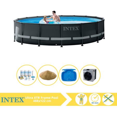 Intex Ultra XTR Frame Zwembad - Opzetzwembad - 488x122 cm - Inclusief Onderhoudspakket, Filterzand, Voetenbad en Warmtepomp CP