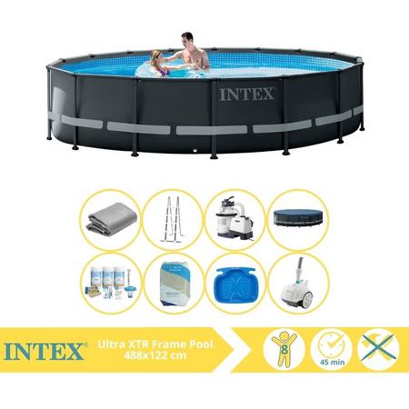 Intex Ultra XTR Frame Zwembad - Opzetzwembad - 488x122 cm - Inclusief Onderhoudspakket, Filterzand, Zwembad Stofzuiger en Voetenbad