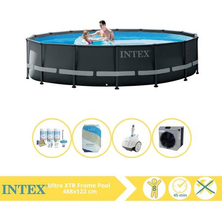 Intex Ultra XTR Frame Zwembad - Opzetzwembad - 488x122 cm - Inclusief Onderhoudspakket, Filterzand, Zwembad Stofzuiger en Warmtepomp CP