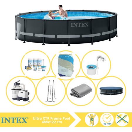 Intex Ultra XTR Frame Zwembad - Opzetzwembad - 488x122 cm - Inclusief Onderhoudspakket, Filterzand en Skimmer