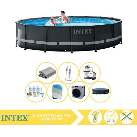 Intex Ultra XTR Frame Zwembad - Opzetzwembad - 488x122 cm - Inclusief Onderhoudspakket, Filterzand en Warmtepomp CP
