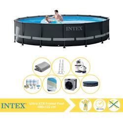   Ultra XTR Frame Zwembad - Opzetzwembad - 488x122 cm - Inclusief Onderhoudspakket, Filterzand en Warmtepomp CP