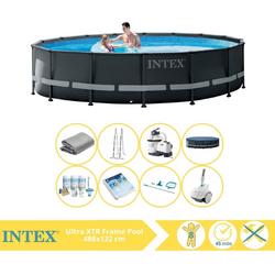   Ultra XTR Frame Zwembad - Opzetzwembad - 488x122 cm - Inclusief Onderhoudspakket, Glasparels, Onderhoudsset en Zwembad Stofzuiger