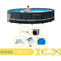   Ultra XTR Frame Zwembad - Opzetzwembad - 488x122 cm - Inclusief Onderhoudspakket, Glasparels, Stofzuiger, Voetenbad en Warmtepomp CP