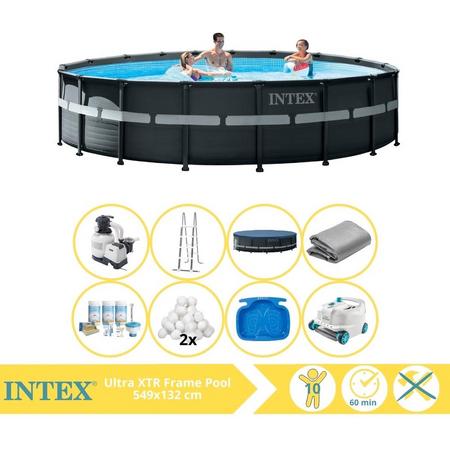 Intex Ultra XTR Frame Zwembad - Opzetzwembad - 549x132 cm - Inclusief Onderhoudspakket, Filterbollen, Luxe Zwembad Stofzuiger en Voetenbad