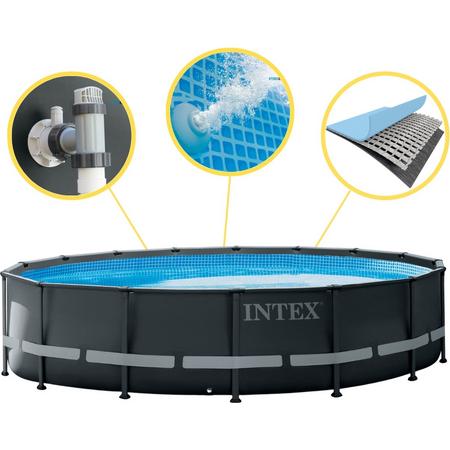 Intex Ultra XTR Frame Zwembad - Opzetzwembad - 549x132 cm - Inclusief Onderhoudspakket, Filterbollen, Voetenbad en Warmtepomp CP