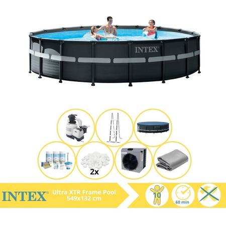 Intex Ultra XTR Frame Zwembad - Opzetzwembad - 549x132 cm - Inclusief Onderhoudspakket, Filterbollen en Warmtepomp CP