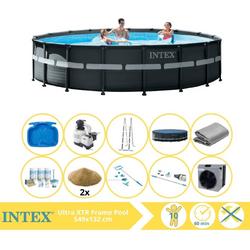   Ultra XTR Frame Zwembad - Opzetzwembad - 549x132 cm - Inclusief Onderhoudspakket, Filterzand, Onderhoudsset, Stofzuiger, Voetenbad en Warmtepomp CP