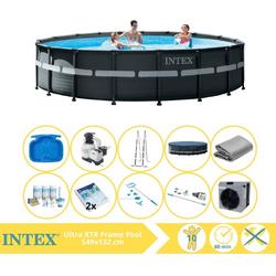  Ultra XTR Frame Zwembad - Opzetzwembad - 549x132 cm - Inclusief Onderhoudspakket, Glasparels, Onderhoudsset, Stofzuiger, Voetenbad en Warmtepomp CP