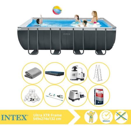 Intex Ultra XTR Frame Zwembad - Opzetzwembad - 549x274x132 cm - Inclusief Filterbollen, Onderhoudsset, Zoutsysteem en Zout