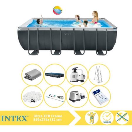 Intex Ultra XTR Frame Zwembad - Opzetzwembad - 549x274x132 cm - Inclusief Filterbollen, Stofzuiger, Zoutsysteem en Zout