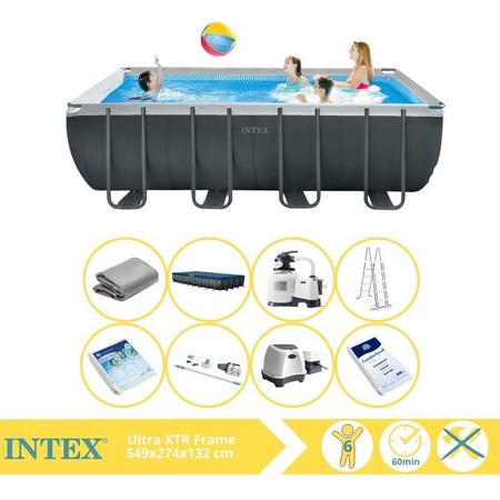 Intex Ultra XTR Frame Zwembad - Opzetzwembad - 549x274x132 cm - Inclusief Glasparels, Stofzuiger, Zoutsysteem en Zout