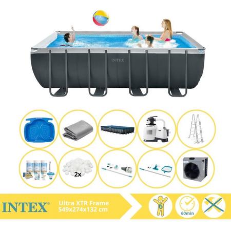 Intex Ultra XTR Frame Zwembad - Opzetzwembad - 549x274x132 cm - Inclusief Onderhoudspakket, Filterbollen, Onderhoudsset, Stofzuiger, Voetenbad en Warmtepomp CP