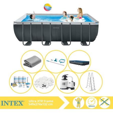 Intex Ultra XTR Frame Zwembad - Opzetzwembad - 549x274x132 cm - Inclusief Onderhoudspakket, Filterbollen, Onderhoudsset en Zwembad Stofzuiger