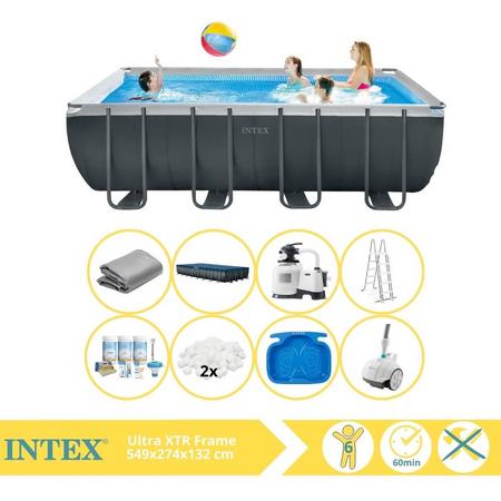 Intex Ultra XTR Frame Zwembad - Opzetzwembad - 549x274x132 cm - Inclusief Onderhoudspakket, Filterbollen, Zwembad Stofzuiger en Voetenbad