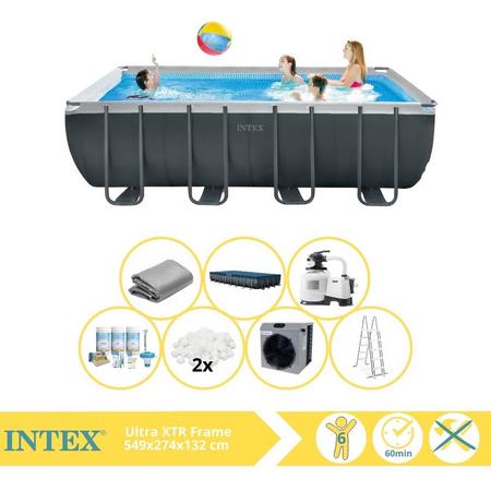 Intex Ultra XTR Frame Zwembad - Opzetzwembad - 549x274x132 cm - Inclusief Onderhoudspakket, Filterbollen en Warmtepomp CP