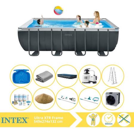 Intex Ultra XTR Frame Zwembad - Opzetzwembad - 549x274x132 cm - Inclusief Onderhoudspakket, Filterzand, Onderhoudsset, Stofzuiger, Voetenbad en Warmtepomp CP