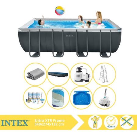 Intex Ultra XTR Frame Zwembad - Opzetzwembad - 549x274x132 cm - Inclusief Onderhoudspakket, Filterzand, Zwembad Stofzuiger en Voetenbad