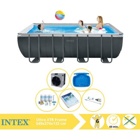 Intex Ultra XTR Frame Zwembad - Opzetzwembad - 549x274x132 cm - Inclusief Onderhoudspakket, Glasparels, Stofzuiger, Voetenbad en Warmtepomp CP