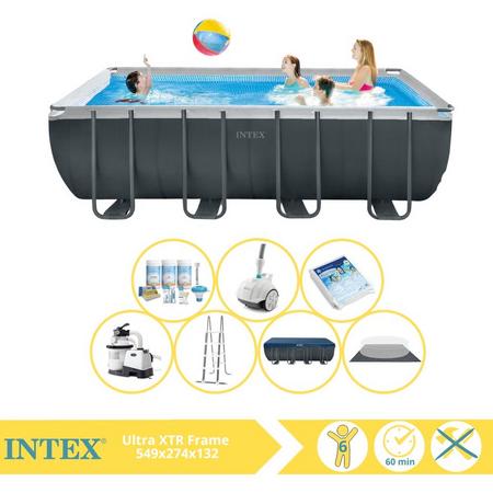 Intex Ultra XTR Frame Zwembad - Opzetzwembad - 549x274x132 cm - Inclusief Onderhoudspakket, Glasparels en Zwembad Stofzuiger
