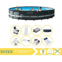   Ultra XTR Frame Zwembad - Opzetzwembad - 610x122 cm - Inclusief Filterbollen, Stofzuiger, Zoutsysteem en Zout