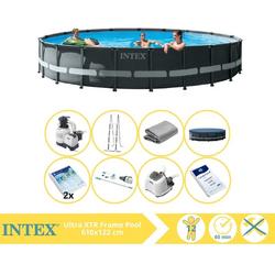  Ultra XTR Frame Zwembad - Opzetzwembad - 610x122 cm - Inclusief Glasparels, Stofzuiger, Zoutsysteem en Zout