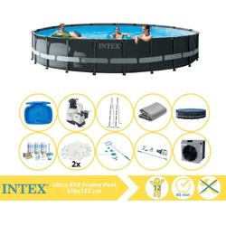   Ultra XTR Frame Zwembad - Opzetzwembad - 610x122 cm - Inclusief Onderhoudspakket, Filterbollen, Onderhoudsset, Stofzuiger, Voetenbad en Warmtepomp CP