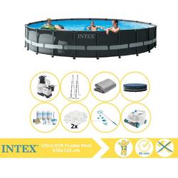   Ultra XTR Frame Zwembad - Opzetzwembad - 610x122 cm - Inclusief Onderhoudspakket, Filterbollen, Onderhoudsset en Luxe Zwembad Stofzuiger