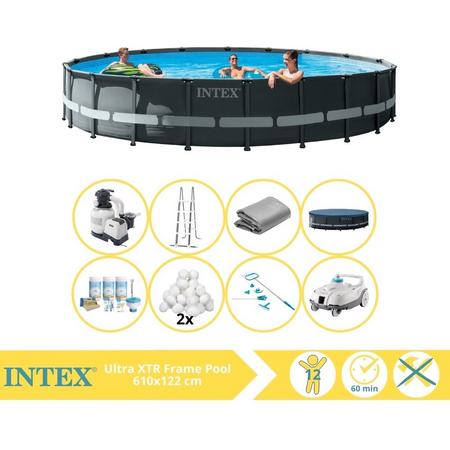 Intex Ultra XTR Frame Zwembad - Opzetzwembad - 610x122 cm - Inclusief Onderhoudspakket, Filterbollen, Onderhoudsset en Zwembad Stofzuiger