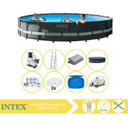   Ultra XTR Frame Zwembad - Opzetzwembad - 610x122 cm - Inclusief Onderhoudspakket, Filterbollen, Zwembad Stofzuiger en Voetenbad