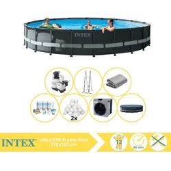   Ultra XTR Frame Zwembad - Opzetzwembad - 610x122 cm - Inclusief Onderhoudspakket, Filterbollen en Warmtepomp CP