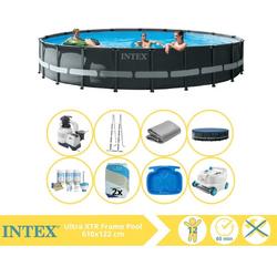   Ultra XTR Frame Zwembad - Opzetzwembad - 610x122 cm - Inclusief Onderhoudspakket, Filterzand, Luxe Zwembad Stofzuiger en Voetenbad