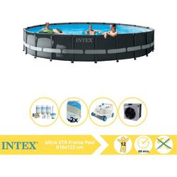   Ultra XTR Frame Zwembad - Opzetzwembad - 610x122 cm - Inclusief Onderhoudspakket, Filterzand, Luxe Zwembad Stofzuiger en Warmtepomp CP