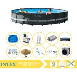   Ultra XTR Frame Zwembad - Opzetzwembad - 610x122 cm - Inclusief Onderhoudspakket, Filterzand, Onderhoudsset, Stofzuiger, Voetenbad en Warmtepomp CP