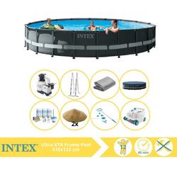   Ultra XTR Frame Zwembad - Opzetzwembad - 610x122 cm - Inclusief Onderhoudspakket, Filterzand, Onderhoudsset en Luxe Zwembad Stofzuiger