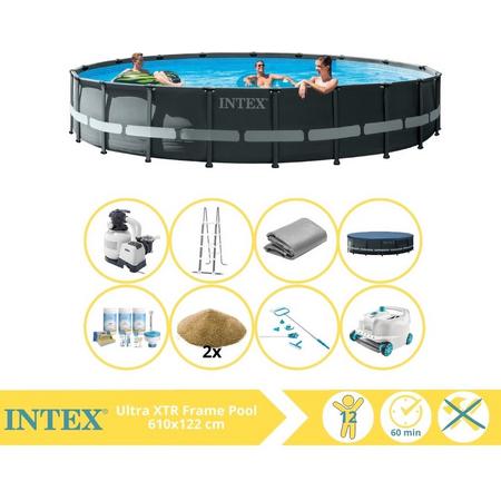 Intex Ultra XTR Frame Zwembad - Opzetzwembad - 610x122 cm - Inclusief Onderhoudspakket, Filterzand, Onderhoudsset en Luxe Zwembad Stofzuiger