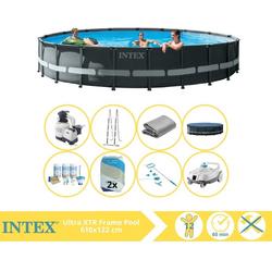   Ultra XTR Frame Zwembad - Opzetzwembad - 610x122 cm - Inclusief Onderhoudspakket, Filterzand, Onderhoudsset en Zwembad Stofzuiger