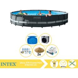  Ultra XTR Frame Zwembad - Opzetzwembad - 610x122 cm - Inclusief Onderhoudspakket, Filterzand, Zwembad Stofzuiger, Voetenbad en Warmtepomp CP