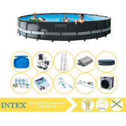   Ultra XTR Frame Zwembad - Opzetzwembad - 610x122 cm - Inclusief Onderhoudspakket, Glasparels, Onderhoudsset, Stofzuiger, Voetenbad en Warmtepomp CP