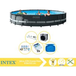   Ultra XTR Frame Zwembad - Opzetzwembad - 610x122 cm - Inclusief Onderhoudspakket, Glasparels, Stofzuiger, Voetenbad en Warmtepomp CP