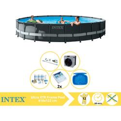   Ultra XTR Frame Zwembad - Opzetzwembad - 610x122 cm - Inclusief Onderhoudspakket, Glasparels, Stofzuiger, Voetenbad en Warmtepomp CP