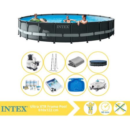 Intex Ultra XTR Frame Zwembad - Opzetzwembad - 610x122 cm - Inclusief Onderhoudspakket, Glasparels, Zwembad Stofzuiger en Voetenbad
