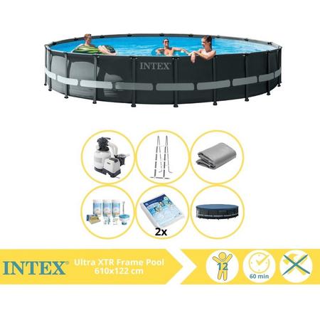Intex Ultra XTR Frame Zwembad - Opzetzwembad - 610x122 cm - Inclusief Onderhoudspakket en Glasparels