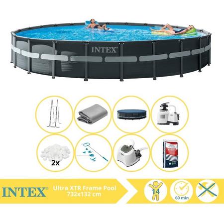 Intex Ultra XTR Frame Zwembad - Opzetzwembad - 732x132 cm - Inclusief Filterbollen, Onderhoudsset, Zoutsysteem en Zout